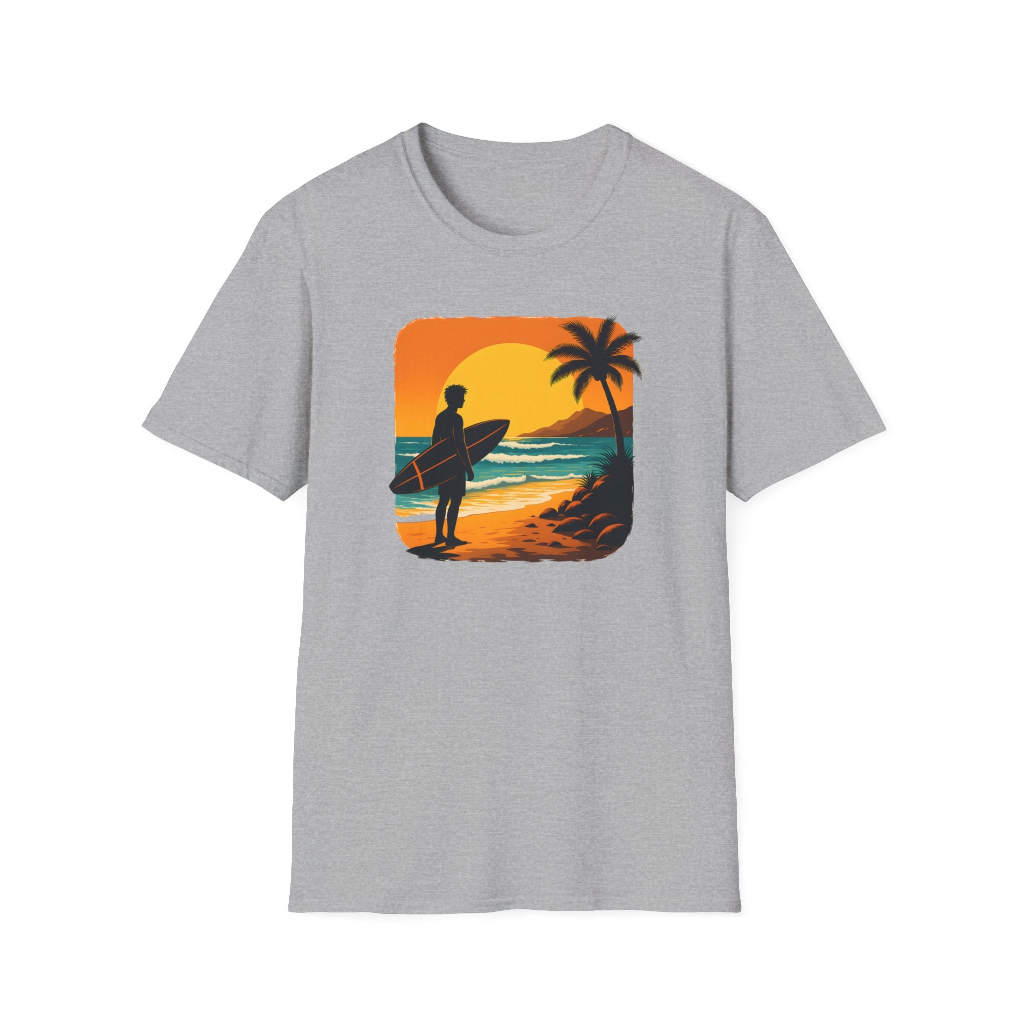 Sunset Surfer on Beach T-Shirt