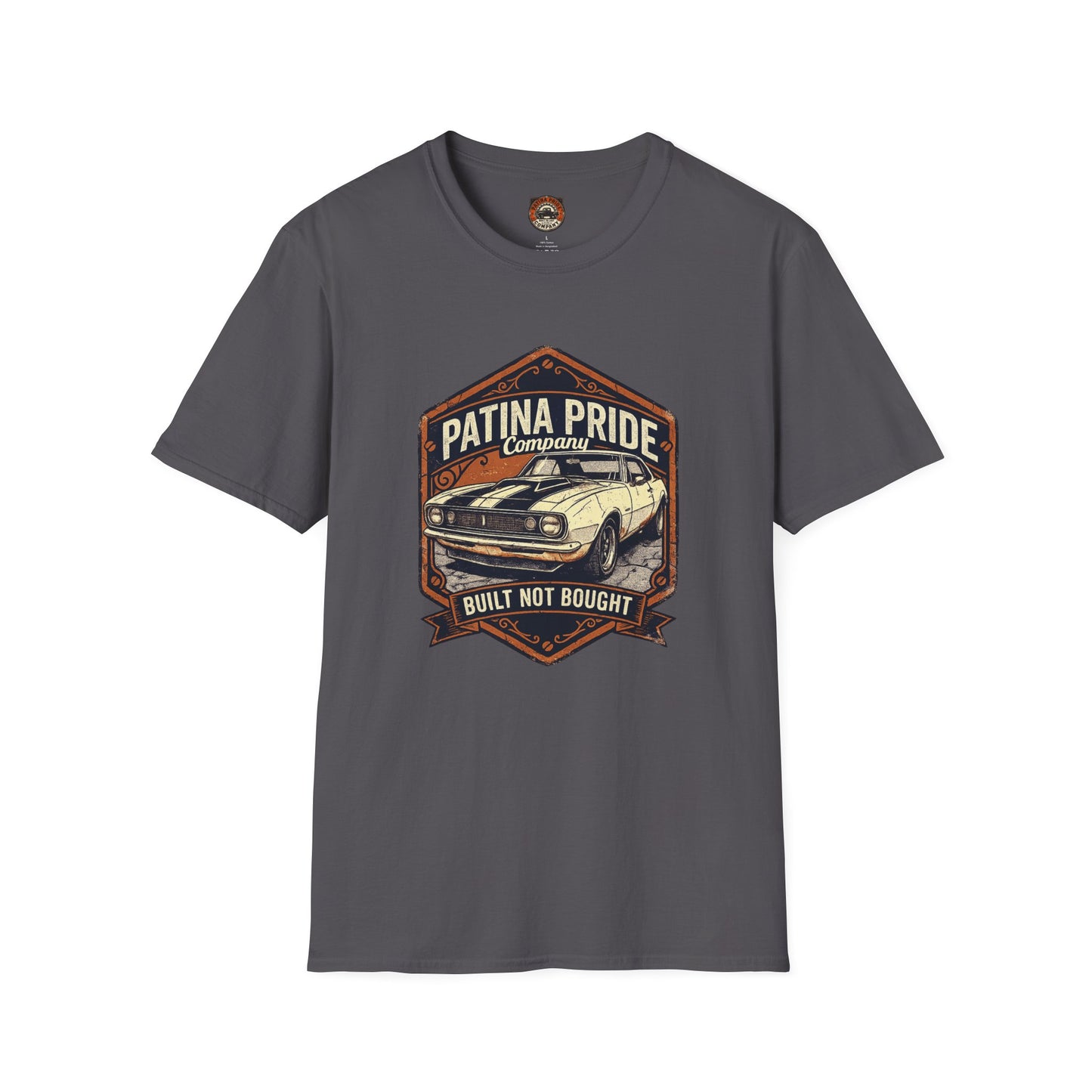 Vintage Patina Pride Car Tee — “Built Not Bought” Classic Muscle Shirt