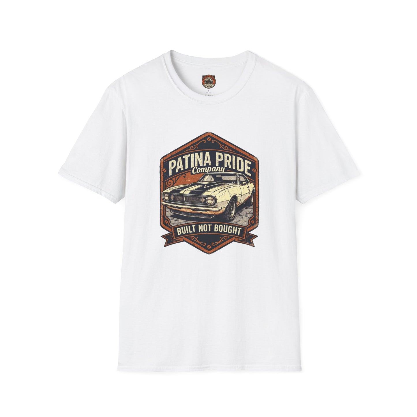 Vintage Patina Pride Car Tee — “Built Not Bought” Classic Muscle Shirt