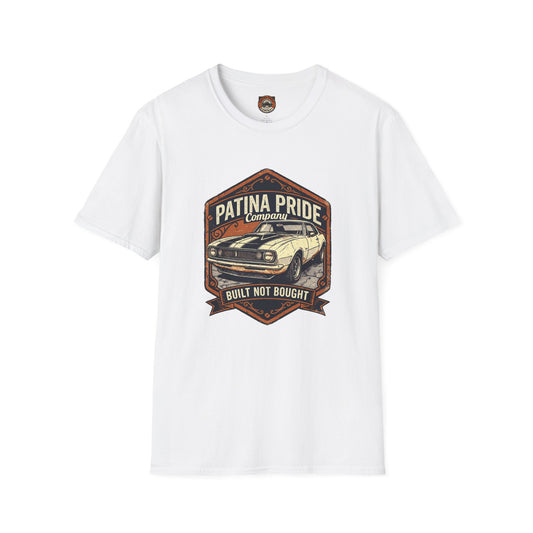 Vintage Patina Pride Car Tee — “Built Not Bought” Classic Muscle Shirt