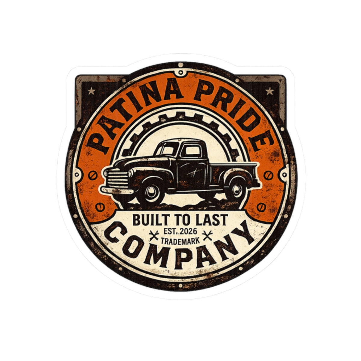Patina Pride Company Vintage Truck Sticker — "Built to Last" Kiss-Cut Decal