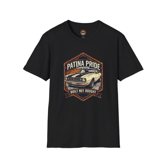 Vintage Patina Pride Car Tee — “Built Not Bought” Classic Muscle Shirt