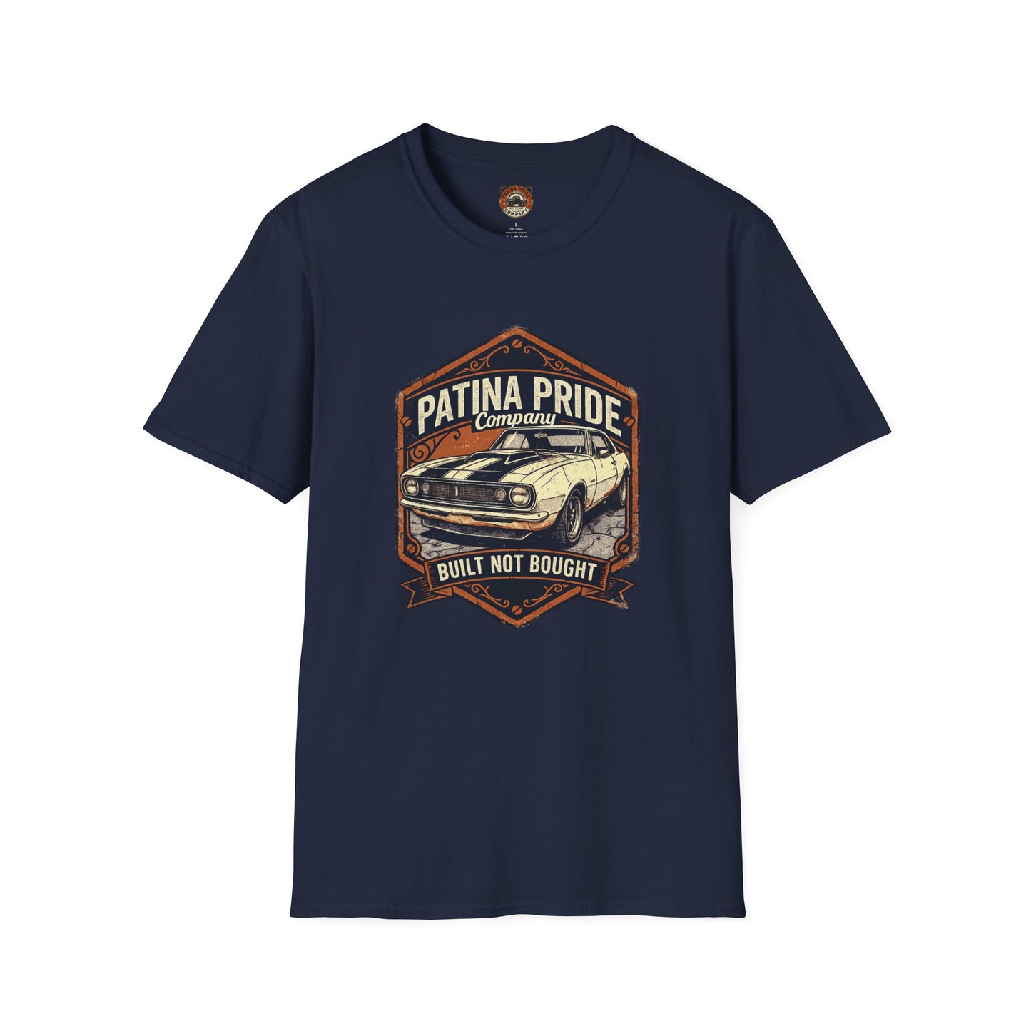 Vintage Patina Pride Car Tee — “Built Not Bought” Classic Muscle Shirt