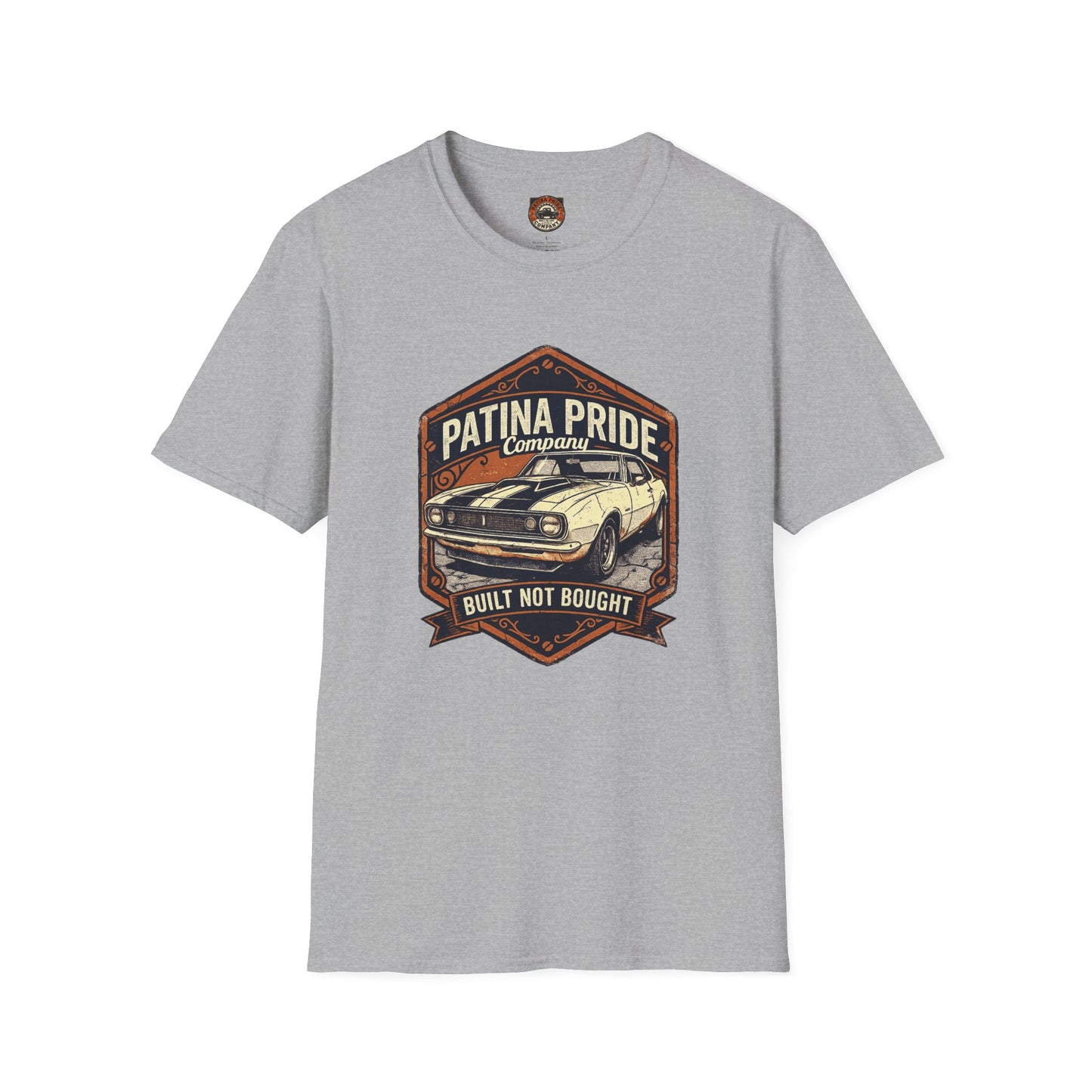 Vintage Patina Pride Car Tee — “Built Not Bought” Classic Muscle Shirt